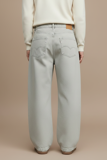 Pantalon Gris Large Coton Décontracté Homme Style Cargo - Jean - vue 2