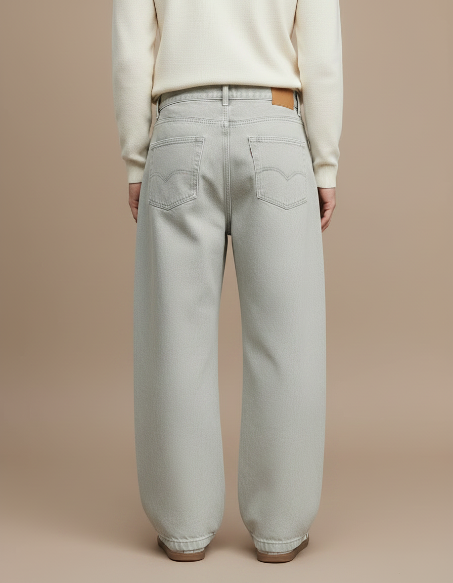 Pantalon Gris Large Coton Décontracté Homme Style Cargo - Jean - vue 2