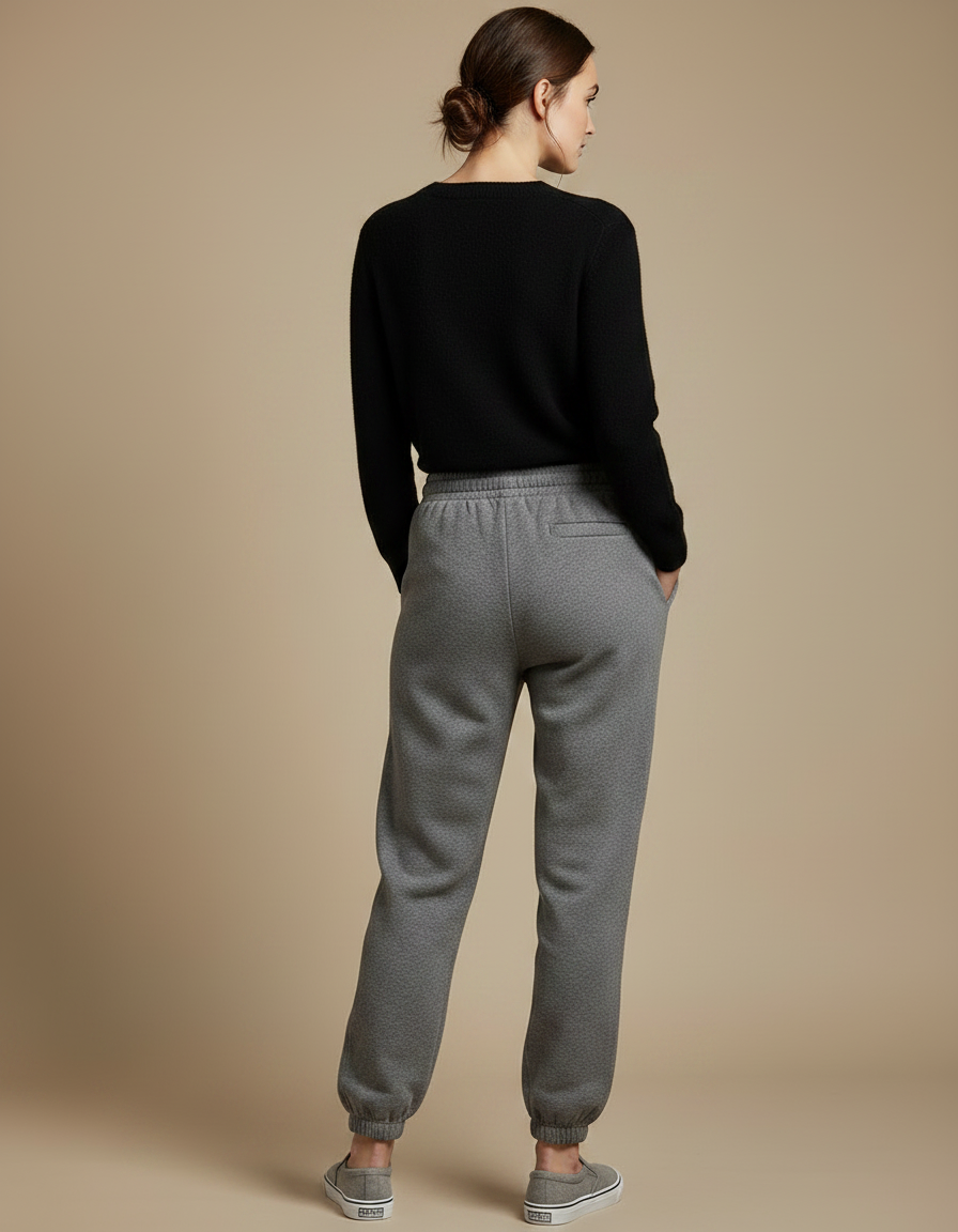 Pantalon Gris Molletonné Confortable Décontracté Jogging Femme - vue 2