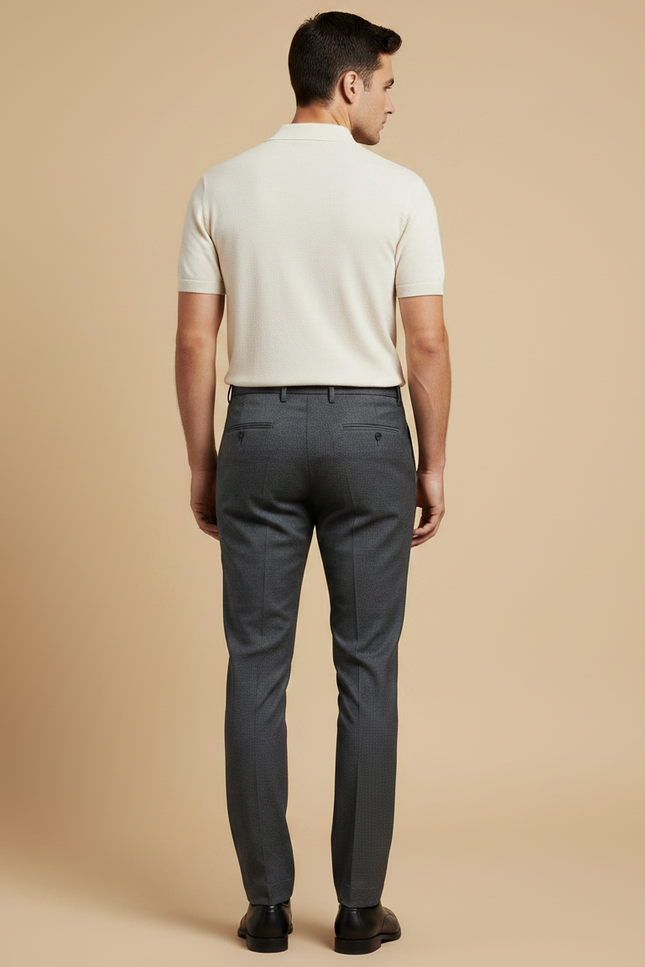Pantalon Gris Droit Habillé Formel Élégant Homme - Laine - vue 2