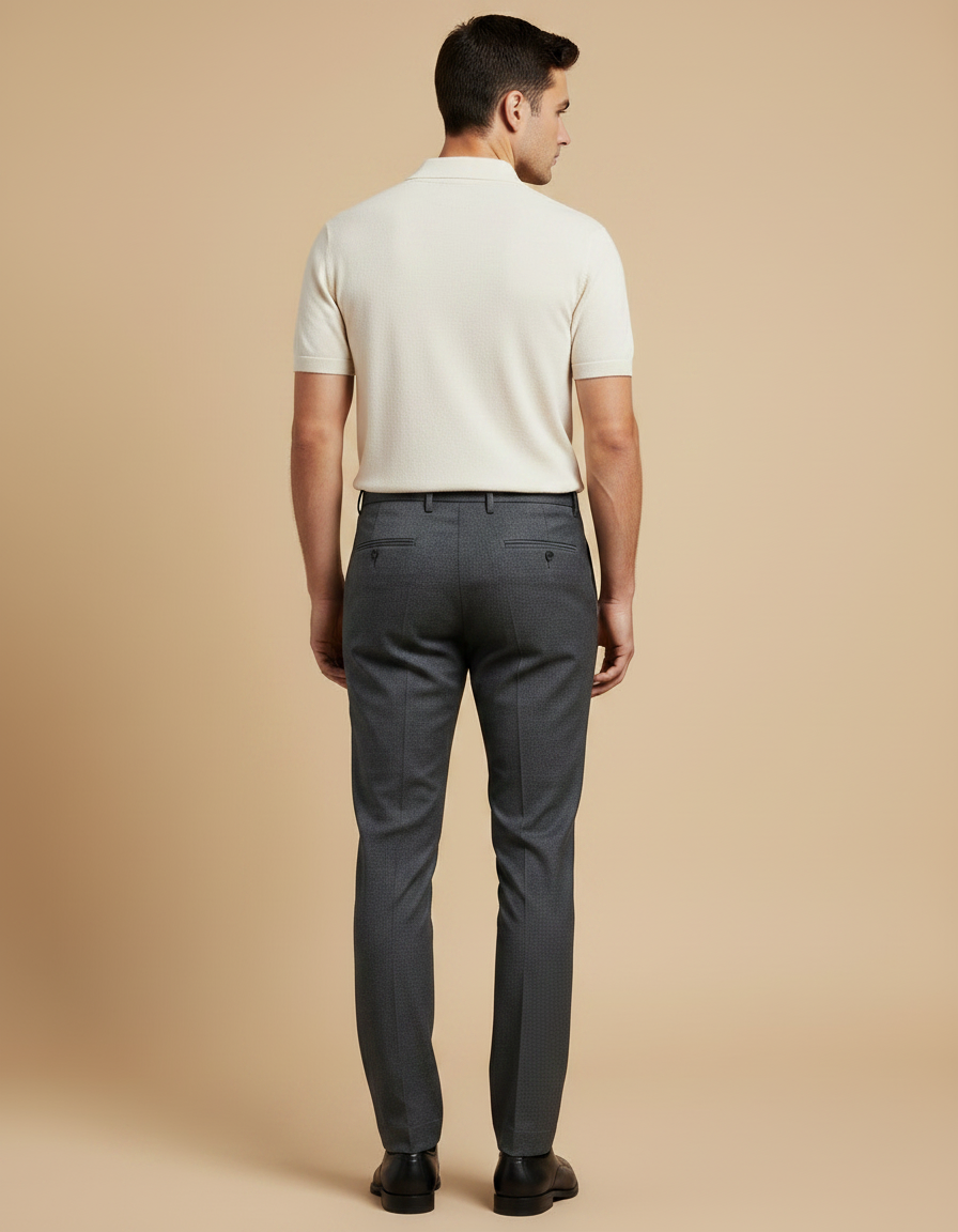 Pantalon Gris Droit Habillé Formel Élégant Homme - Laine - vue 2