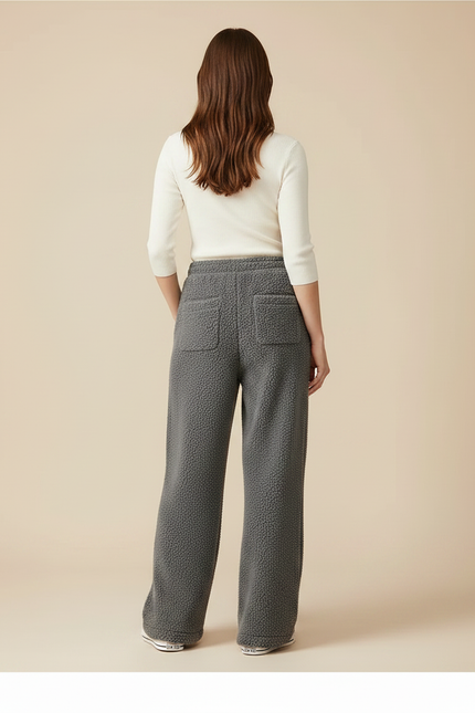 Pantalon Gris Molletonné Ample Décontracté Confortable Femme - vue 2