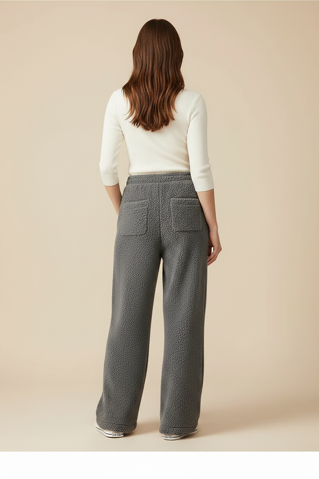 Pantalon Gris Molletonné Ample Décontracté Confortable Femme - vue 2