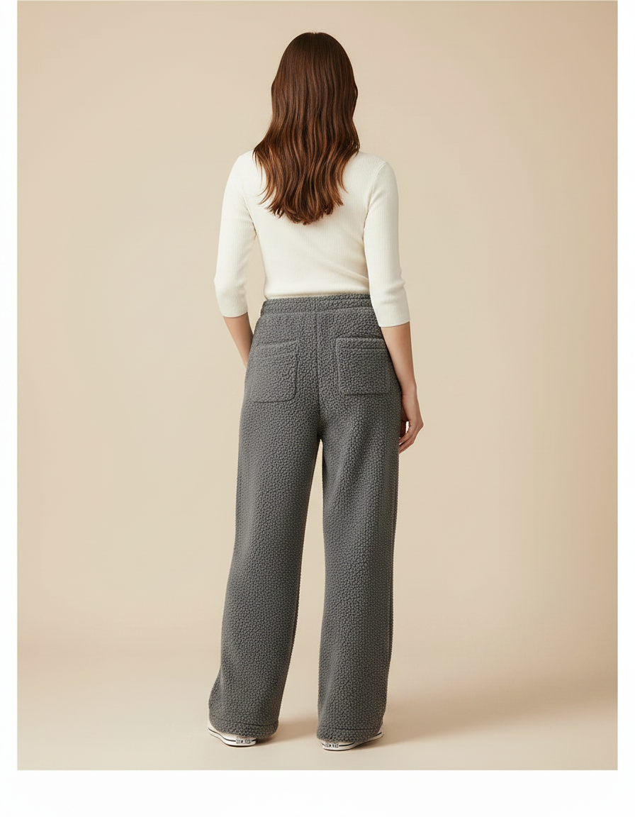 Pantalon Gris Molletonné Ample Décontracté Confortable Femme - vue 2