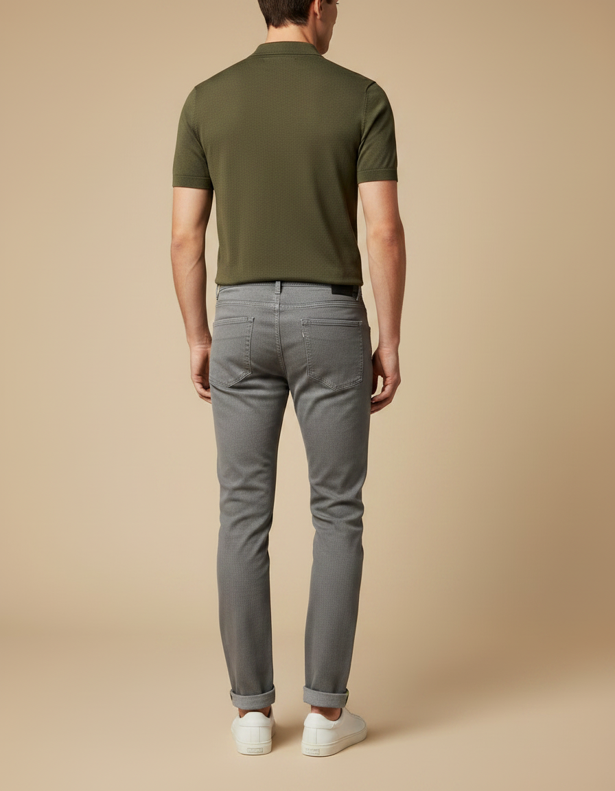 Pantalon Gris Slim Coton Décontracté Homme - vue 2