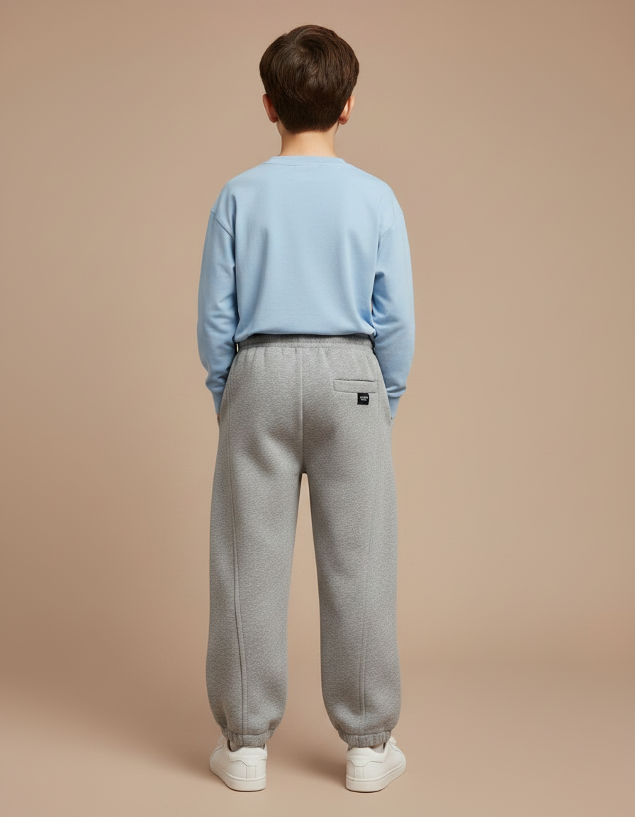 Pantalon Gris Ample Coton Enfant Sport Décontracté - Molleton - vue 2