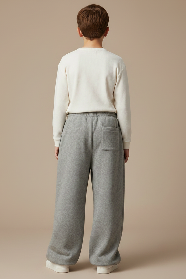 Pantalon Gris Molletonné Ample Décontracté Enfant - vue 2