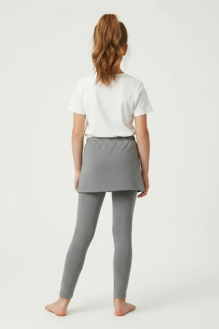 Pantalon Gris Legging Jupe Boutons Fille Coton - vue 2