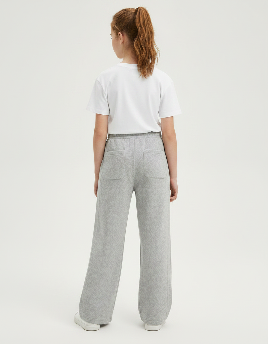 Pantalon Gris Enfant Molleton Ample Décontracté Confortable - vue 2