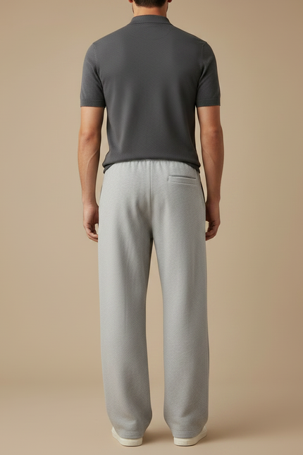 Pantalon Gris Ample Décontracté Sport Coton Homme - Molleton - vue 2
