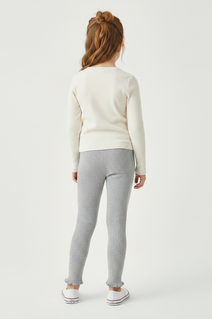 Pantalon Gris Côtelé Extensible Motif Lapin - Maille - vue 2
