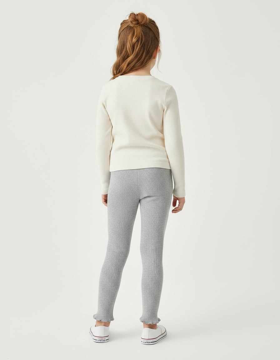 Pantalon Gris Côtelé Extensible Motif Lapin - Maille - vue 2