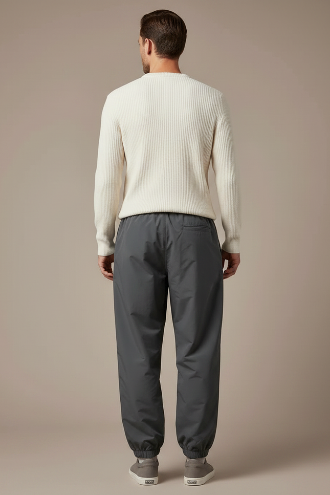 Pantalon Gris Décontracté Ample Coupe Droite Sport - Polyester - vue 2