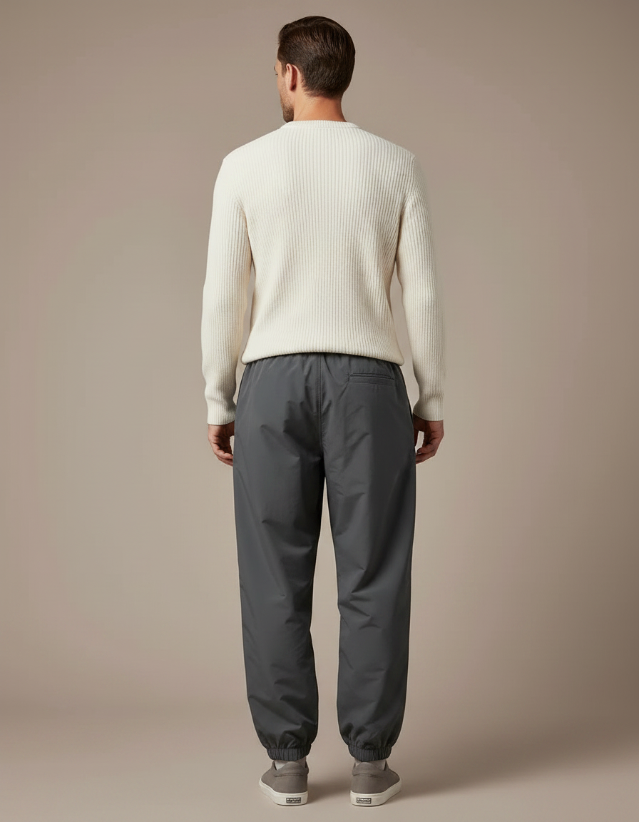 Pantalon Gris Décontracté Ample Coupe Droite Sport - Polyester - vue 2