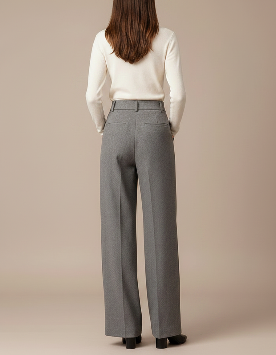 Pantalon Large Femme Gris - Laine - vue 2