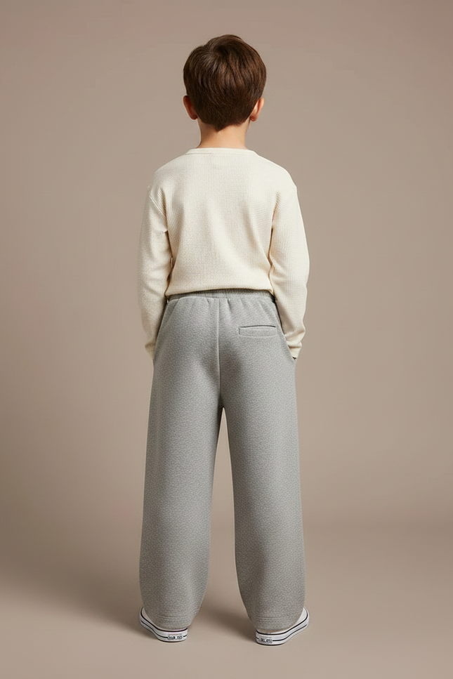 Pantalon Gris Ample Décontracté Enfant Molletonné - vue 2