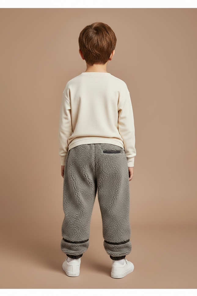 Pantalon Gris Polaire Doux Ample Enfant Hiver - Molleton - vue 2