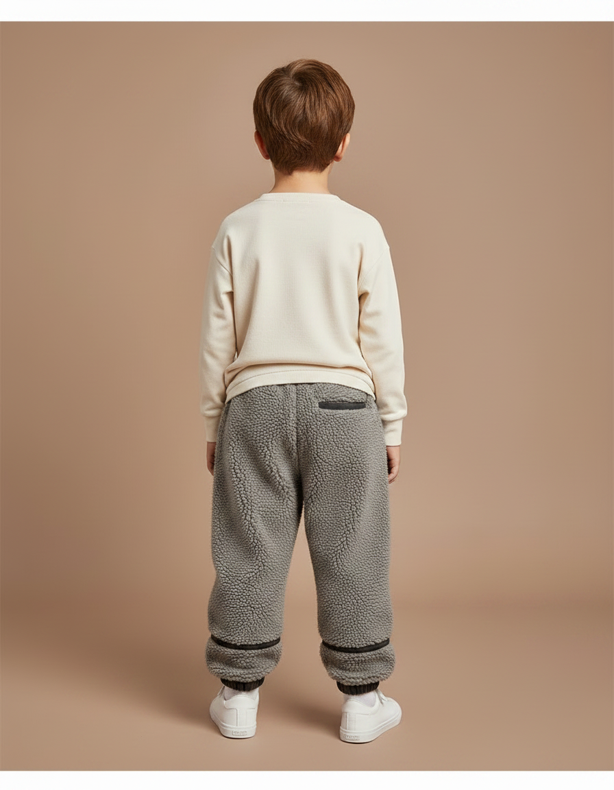 Pantalon Gris Polaire Doux Ample Enfant Hiver - Molleton - vue 2