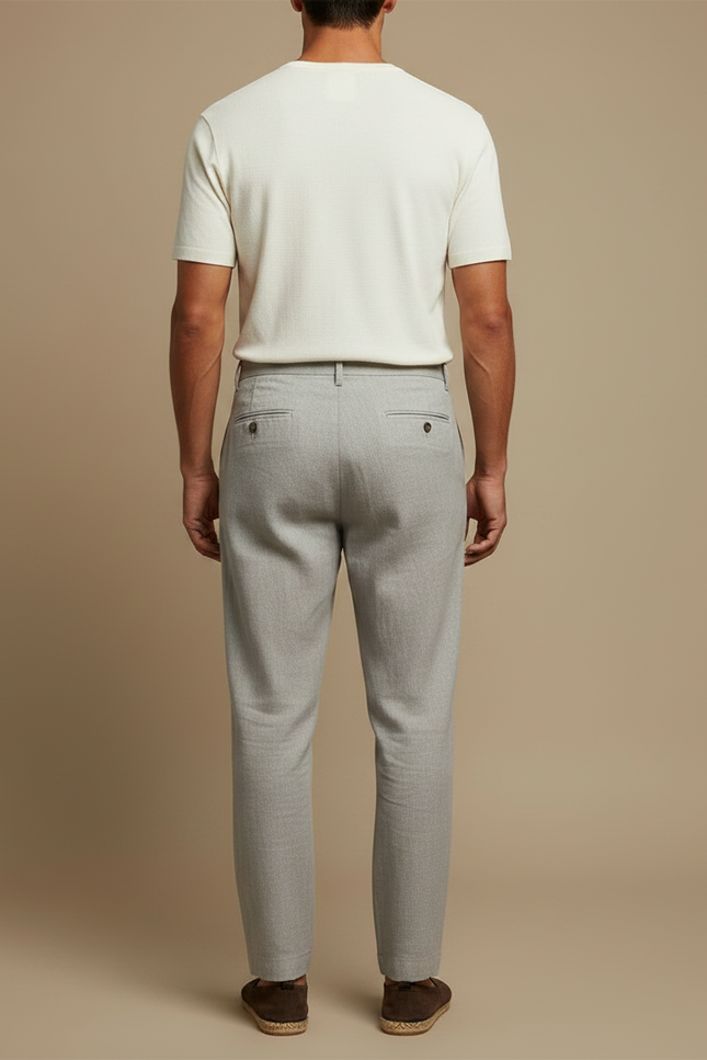 Pantalon En Lin Gris Homme - vue 2