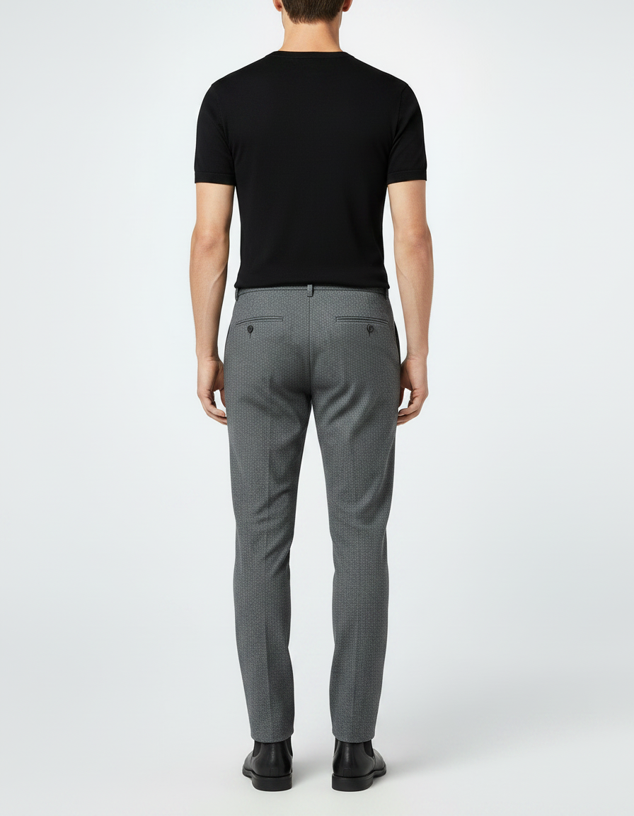 Pantalon Gris Pied De Poule - Laine - vue 2