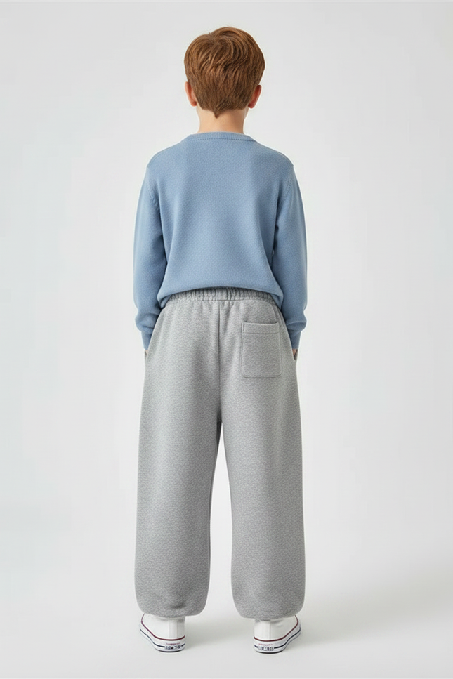 Pantalon Gris Ample Décontracté Molletonné Enfant - vue 2