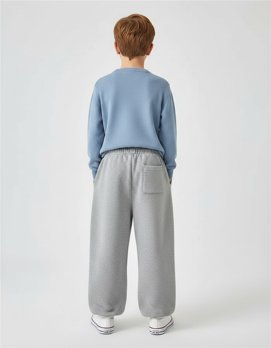 Pantalon Gris Ample Décontracté Molletonné Enfant - vue 2