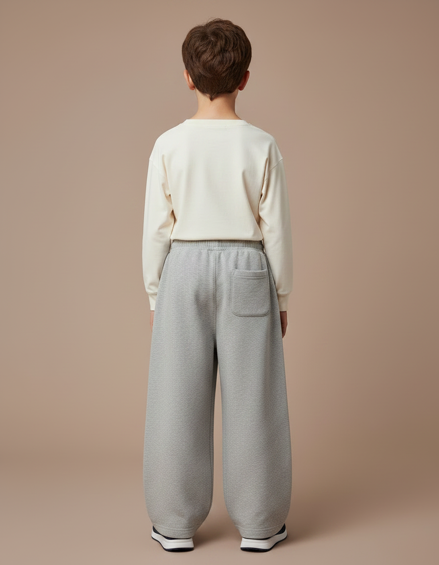 Pantalon Gris Ample Décontracté Garçon Molleton Côtelé - vue 2