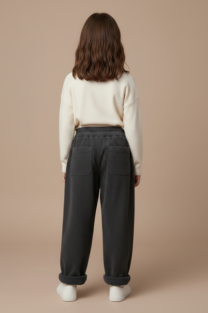 Pantalon Gris Côtelé Ample Décontracté Enfant Doux - Cordé - vue 2