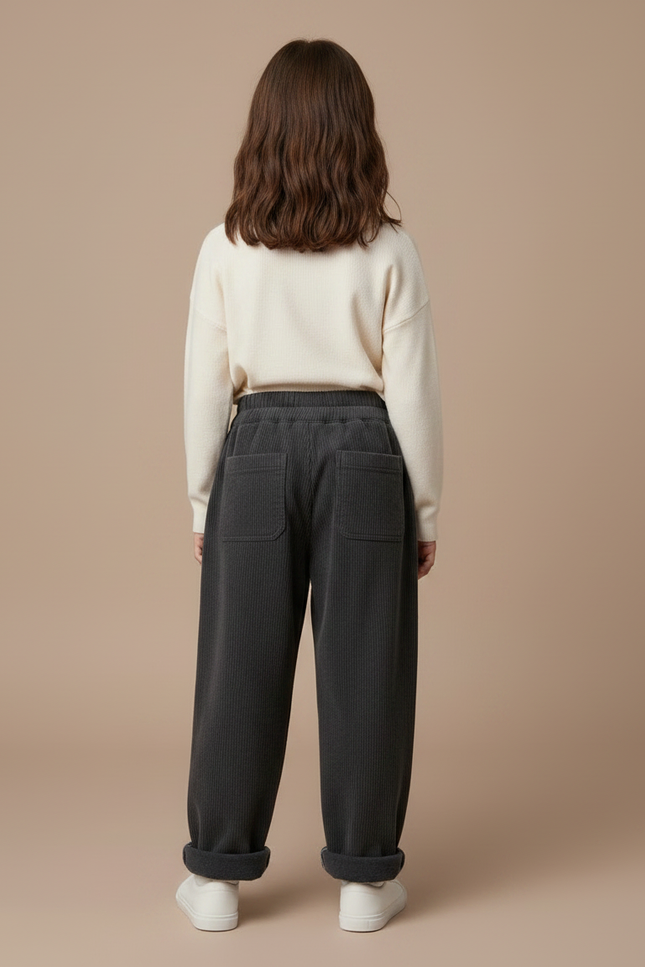 Pantalon Gris Côtelé Ample Décontracté Enfant Doux - Cordé - vue 2