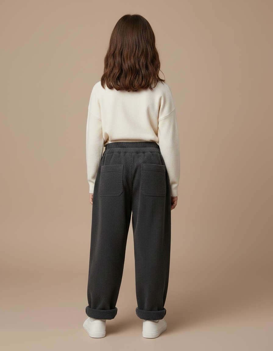 Pantalon Gris Côtelé Ample Décontracté Enfant Doux - Cordé - vue 2