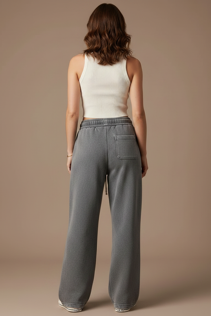 Pantalon Gris Ample Mickey Brodé Décontracté Femme - Molleton - vue 2