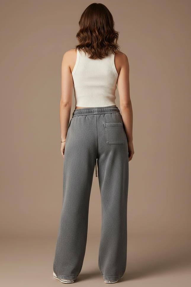 Pantalon Gris Ample Mickey Brodé Décontracté Femme - Molleton - vue 2