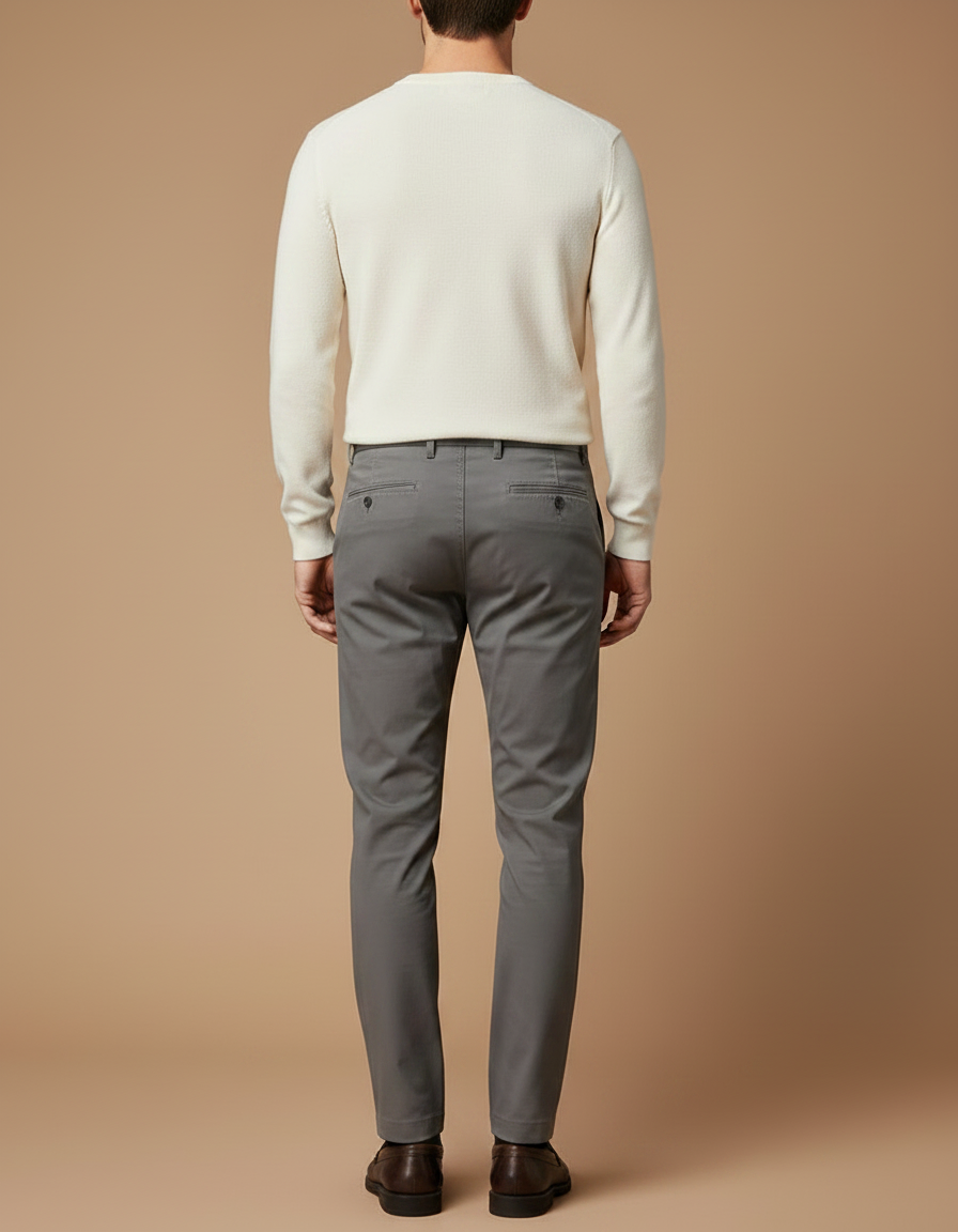 Pantalon Gris Homme Slim Fit Décontracté Élégant - Gabardine - vue 2