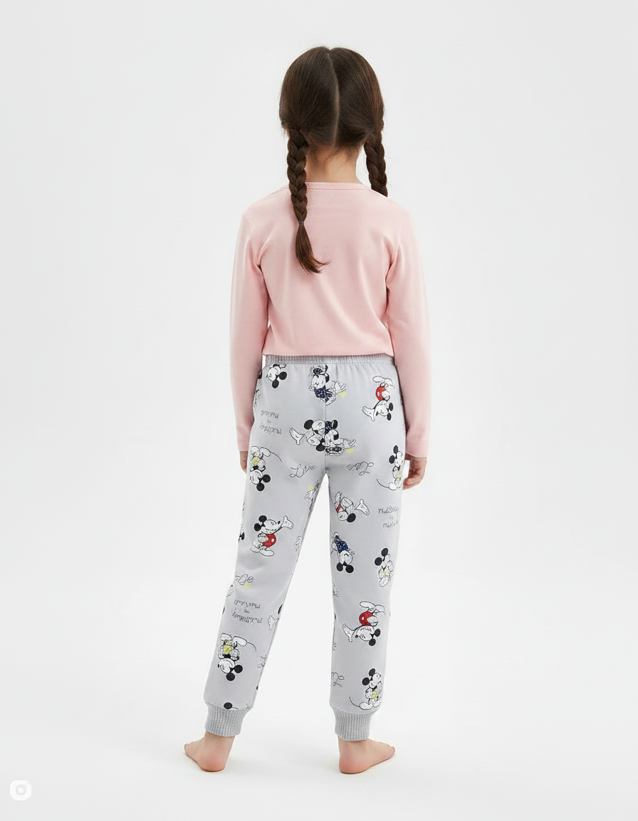 Pantalon Gris Molletonné Imprimé Mickey Enfant Confortable - vue 2