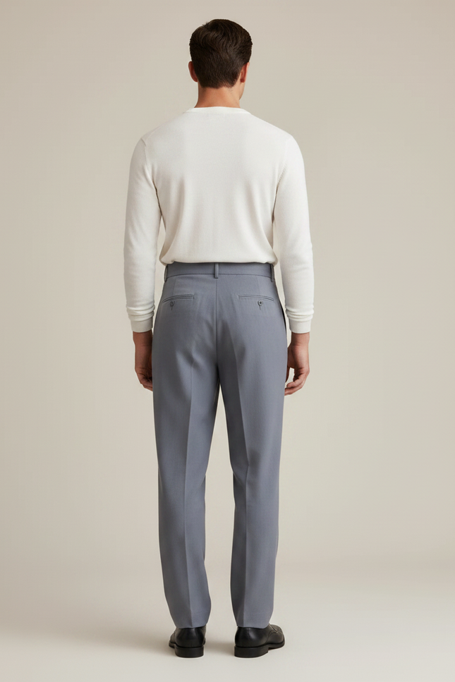 Pantalon Tailleur Gris Clair - Gabardine - vue 2