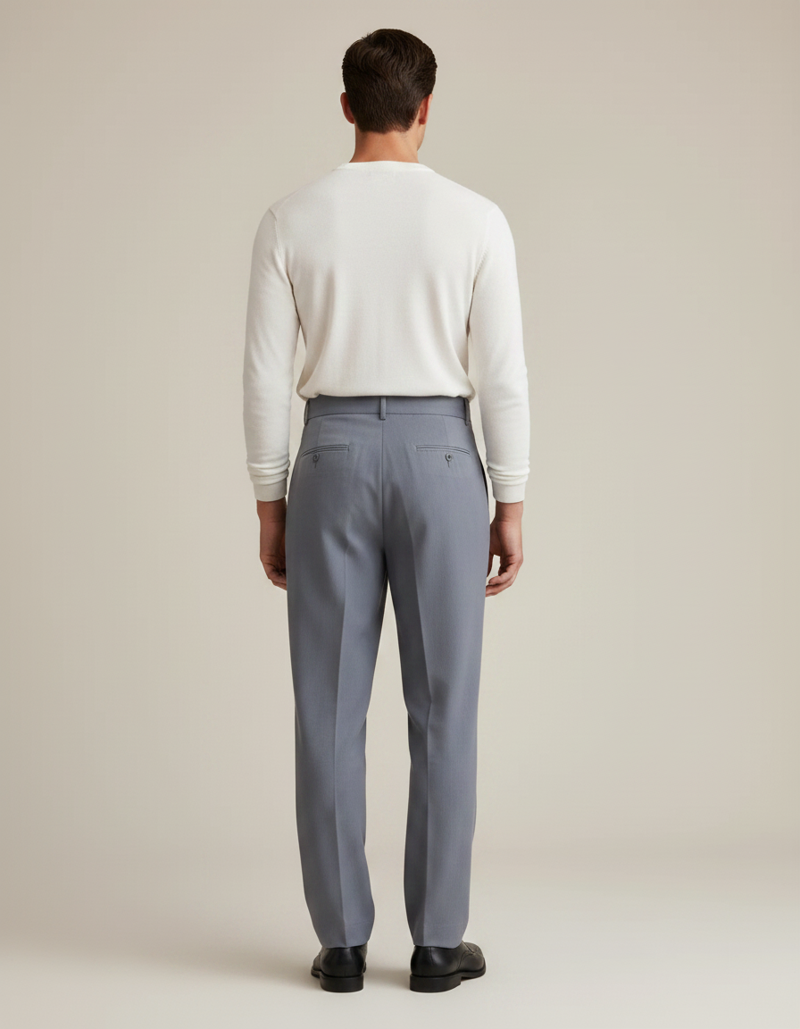 Pantalon Tailleur Gris Clair - Gabardine - vue 2