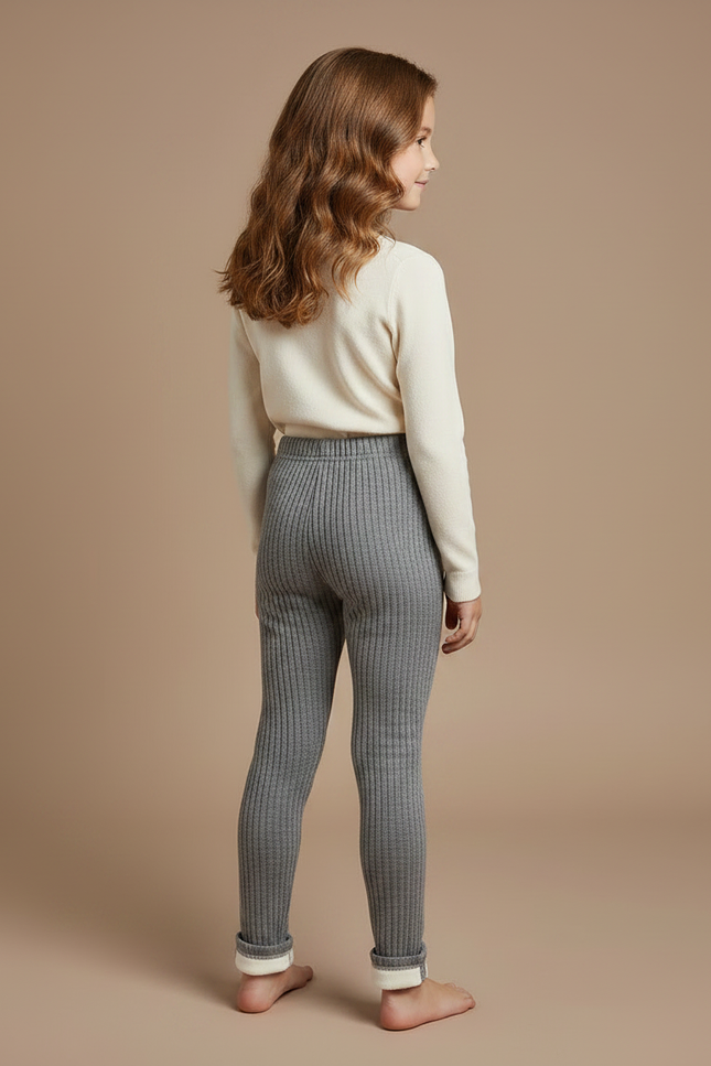 Pantalon Gris Côtelé Chaud Enfant Molletonné Hiver - vue 2