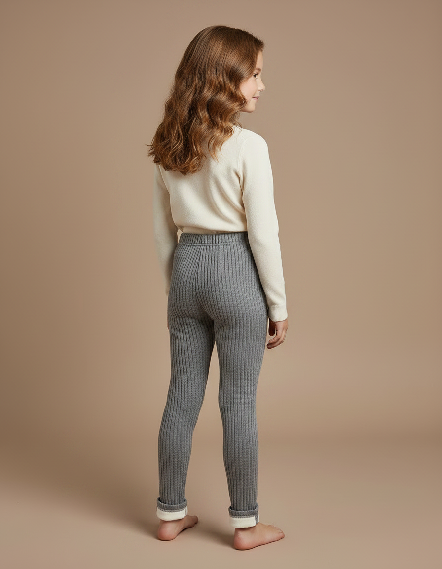 Pantalon Gris Côtelé Chaud Enfant Molletonné Hiver - vue 2