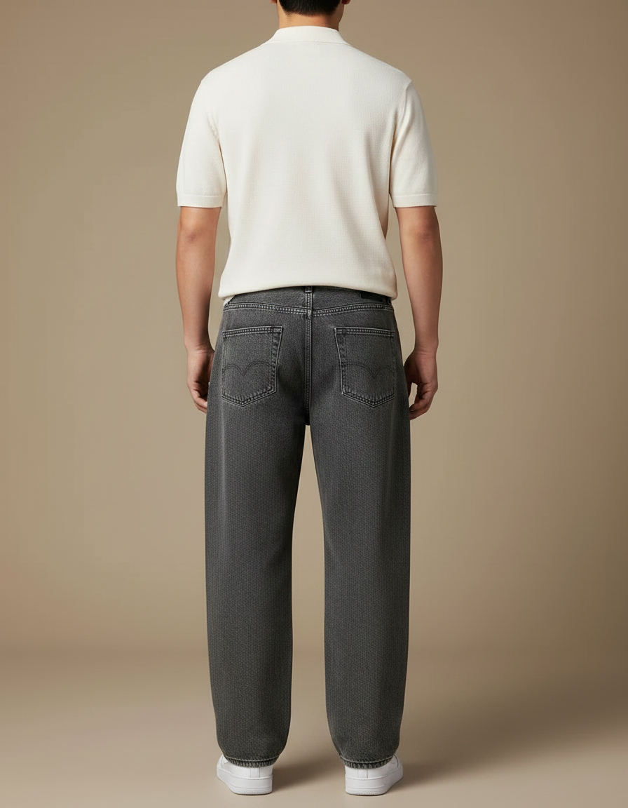 Pantalon Gris Jean Ample Décontracté Homme - vue 2