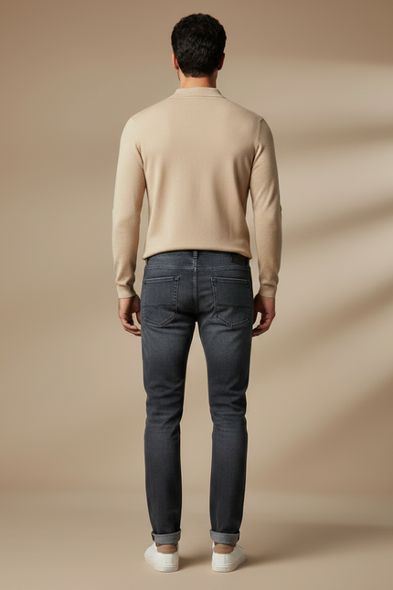 Pantalon Gris Slim Jeans Droit Stretch Homme - vue 2