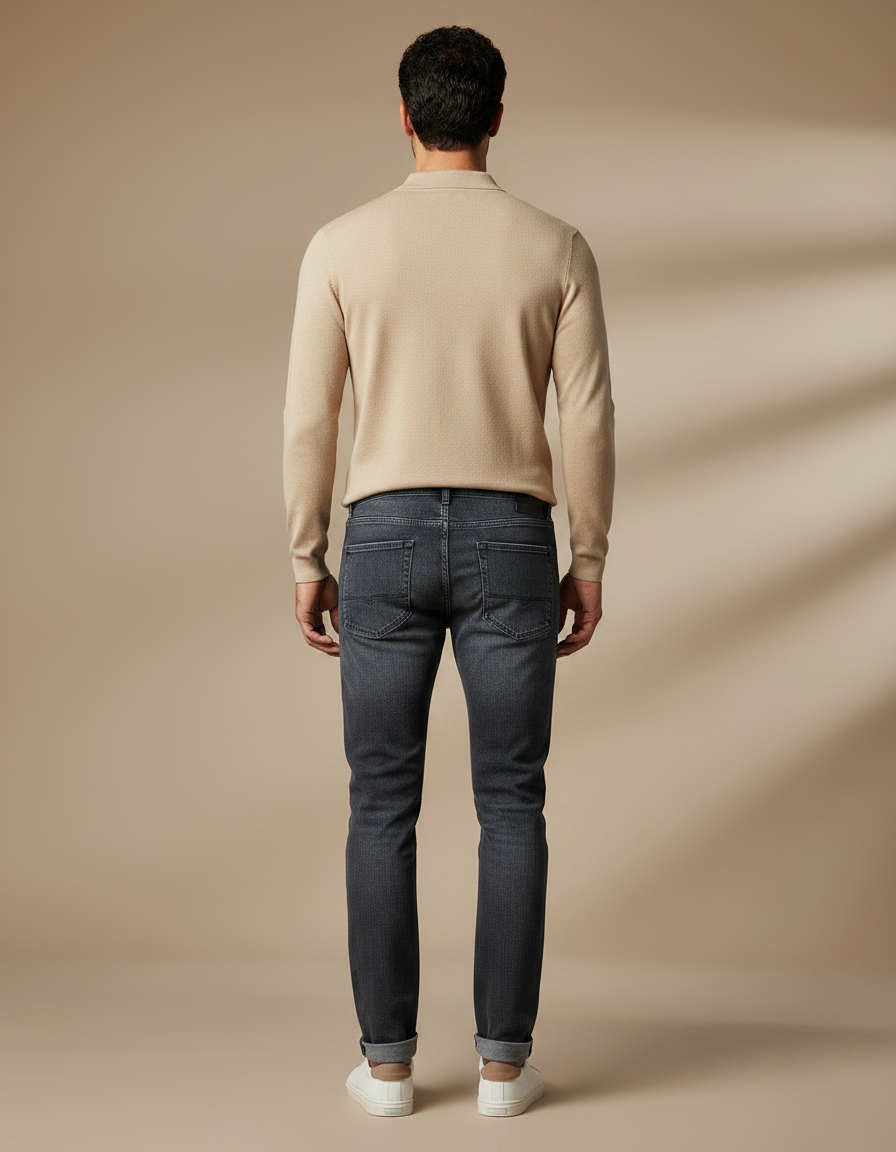 Pantalon Gris Slim Jeans Droit Stretch Homme - vue 2