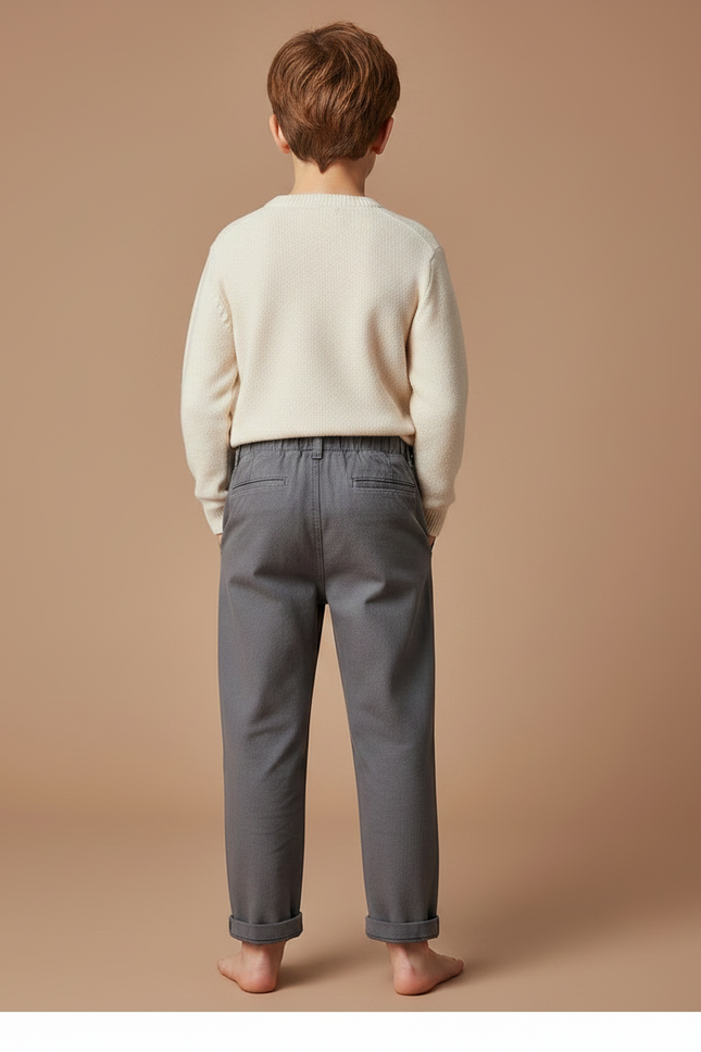 Pantalon Gris Droit Coton Décontracté Garçon - vue 2