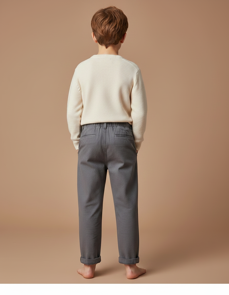 Pantalon Gris Droit Coton Décontracté Garçon - vue 2