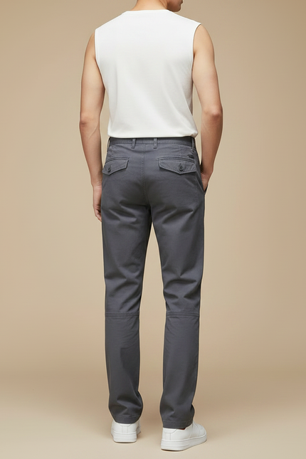 Pantalon Gris Cargo Coton Droit Décontracté Homme - vue 2