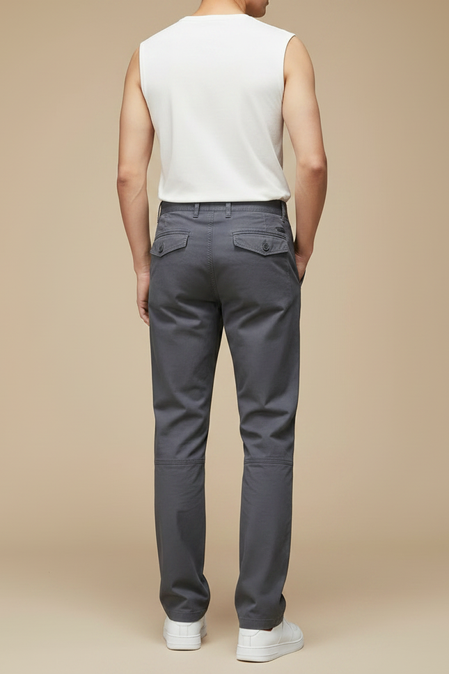 Pantalon Gris Cargo Coton Droit Décontracté Homme - vue 2