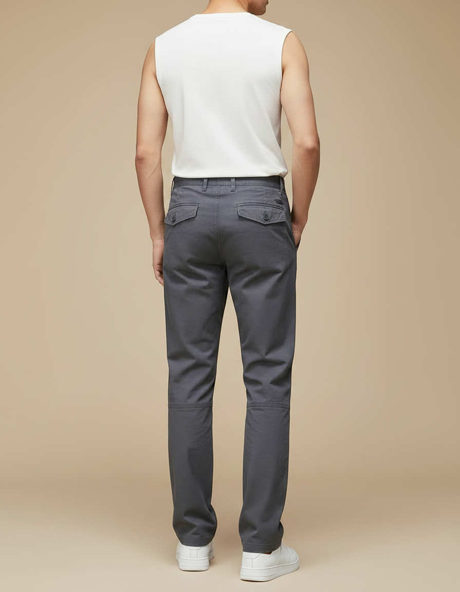 Pantalon Gris Cargo Coton Droit Décontracté Homme - vue 2