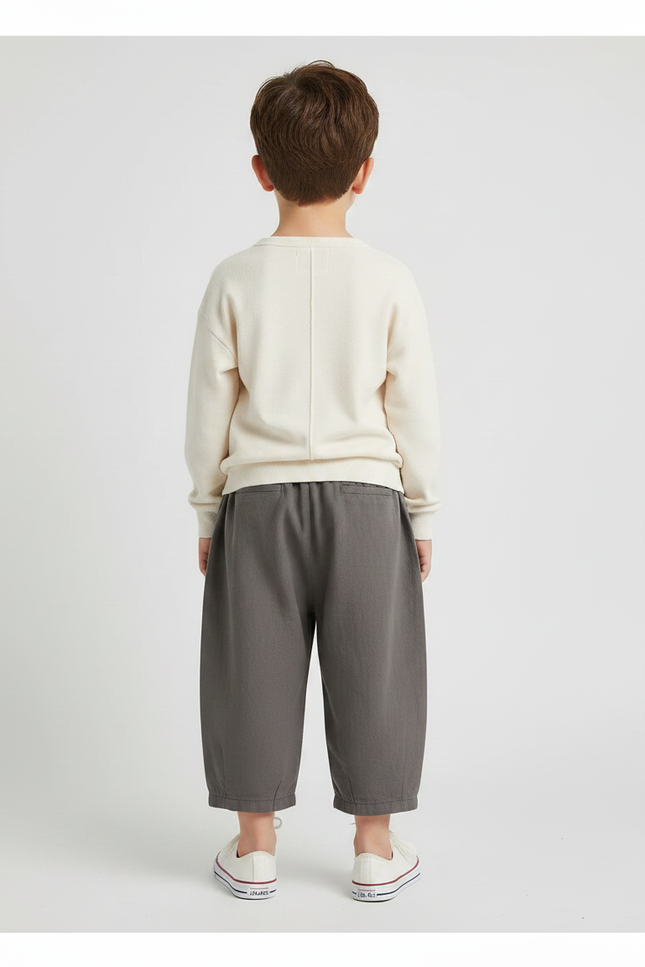 Pantalon Gris Ample Décontracté Confortable Enfant - Lin - vue 2