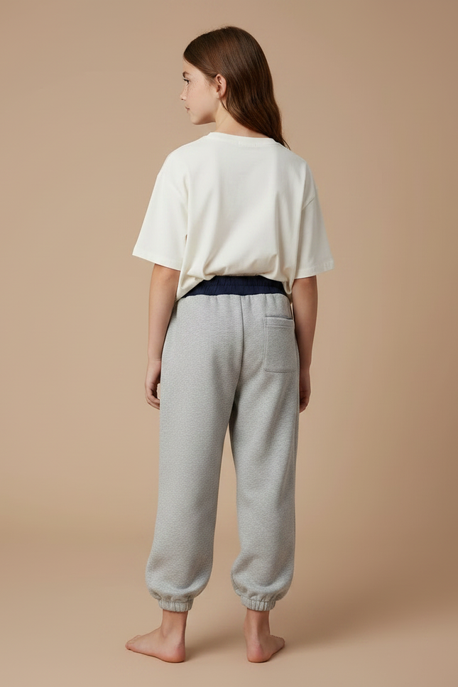 Pantalon Gris Molletonné Ample Brodé Sport Enfant - vue 2
