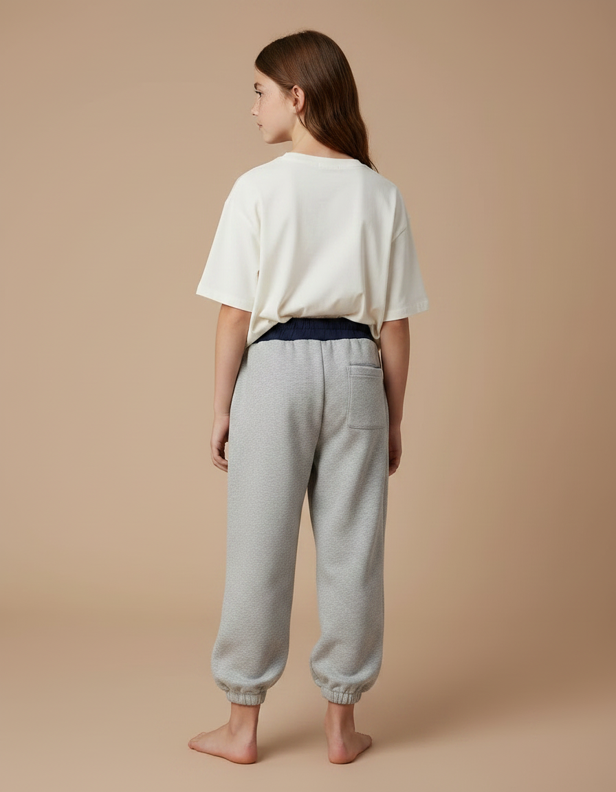 Pantalon Gris Molletonné Ample Brodé Sport Enfant - vue 2
