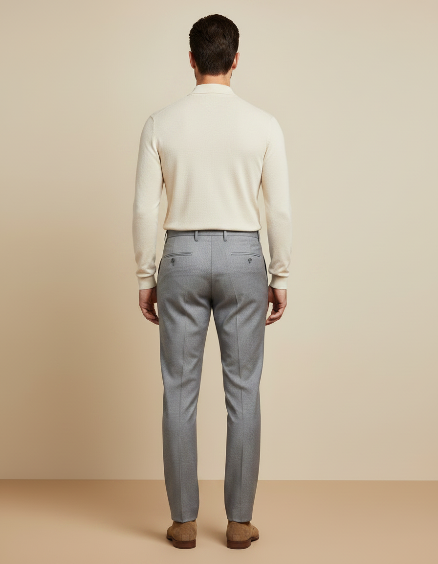 Pantalon Laine Gris Clair Homme - vue 2